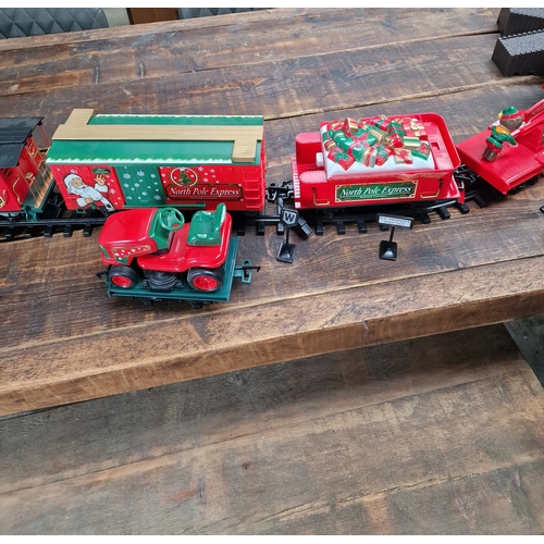 403 - Electric North Pole Express Christmas train set lots of track  engines and carriages