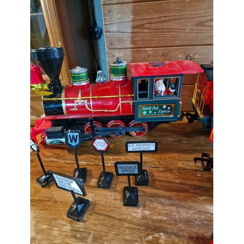 403 - Electric North Pole Express Christmas train set lots of track  engines and carriages