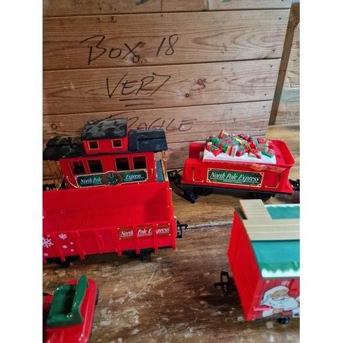 403 - Electric North Pole Express Christmas train set lots of track  engines and carriages