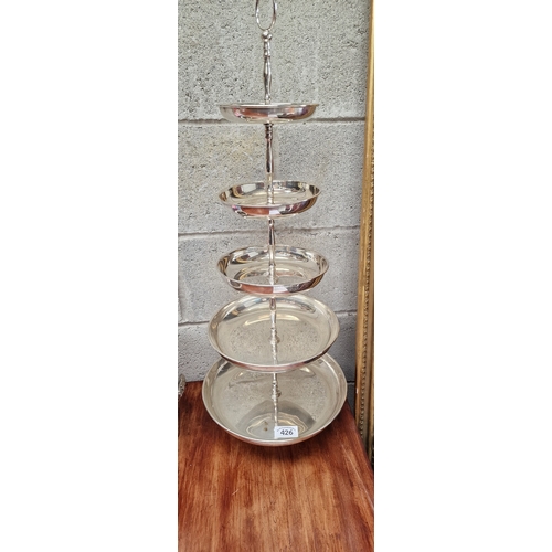 426 - Large silver metal cake stand