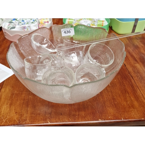 436 - Glass punch bowl set