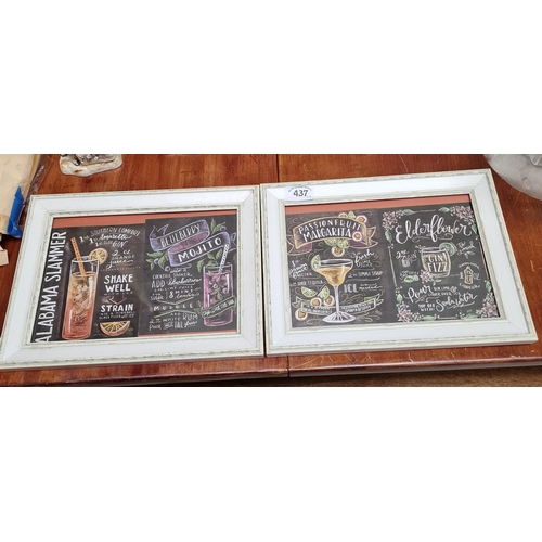 437 - Framed cocktail recipe plaques