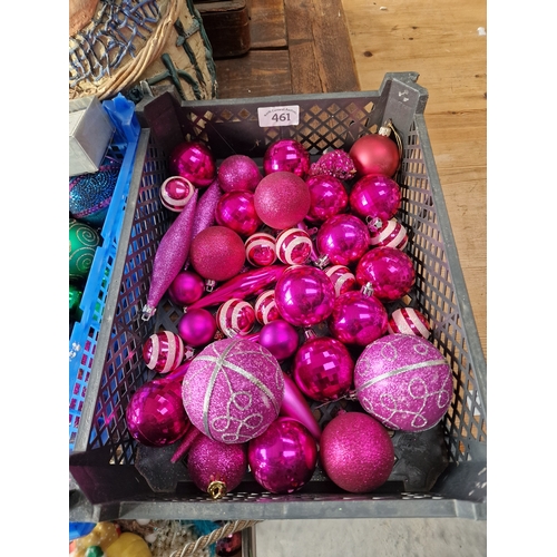 461 - Box of pink Christmas tree decorations