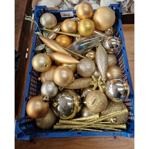 464 - Box of gold Christmas decorations