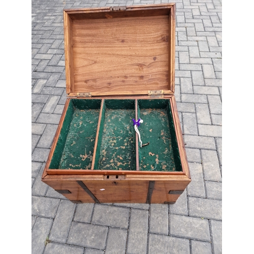 471 - Oak metal bound campaign chest with provenance of owner Alan Dixon