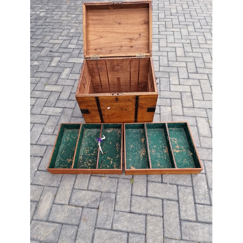 471 - Oak metal bound campaign chest with provenance of owner Alan Dixon