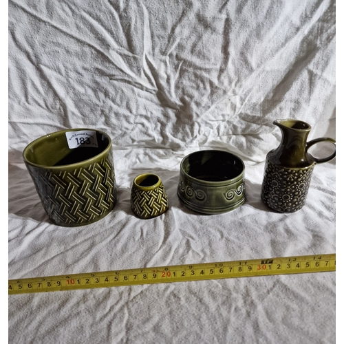 183 - 4 pieces of retro green pottery including Lord Nelson,Sylvac and Connemara