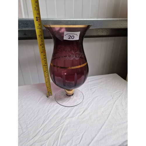 20 - Italian gold rimmed art glass vase