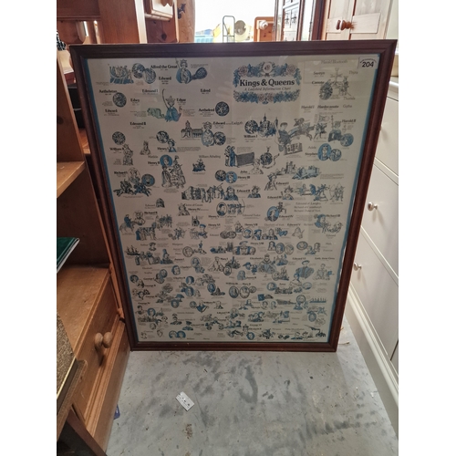 204 - Large framed Kings and Queen chart