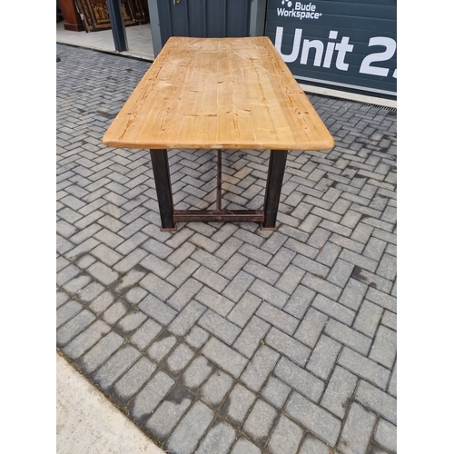 228 - Pine dining table with industrial legs 208x85