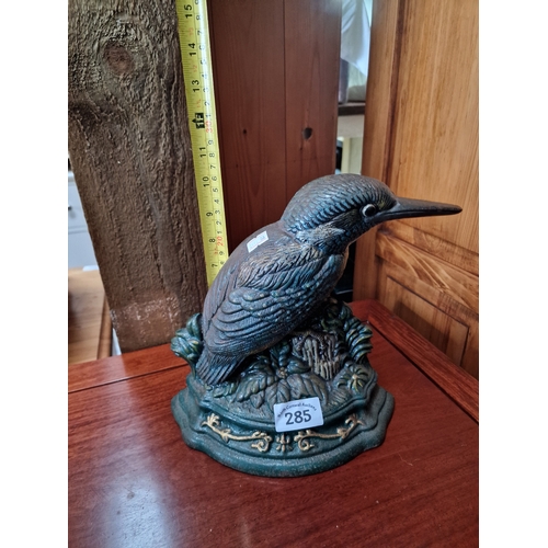 285 - Cast iron Kingfisher doorstop