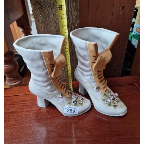 289 - Pair of Porcelain Bisque Boots