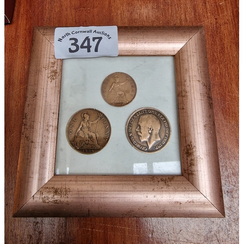 347 - Framed pennies