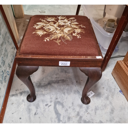 220 - Needlepoint Edwardian stool