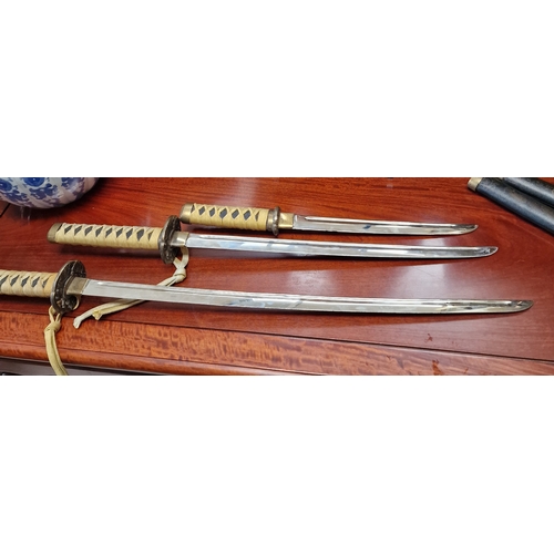 267 - 3 Japanese Katana Swords with display stand