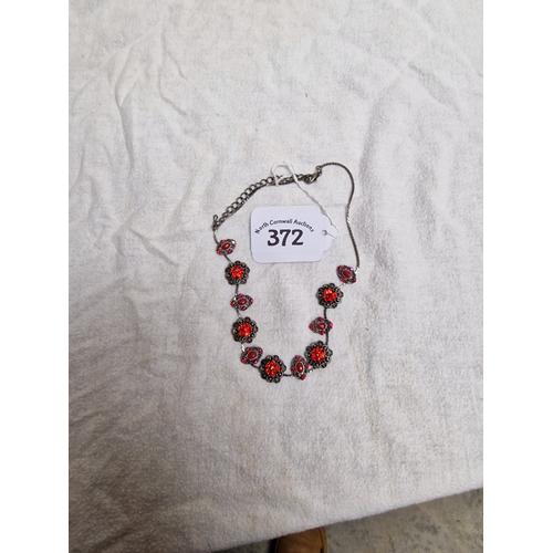 372 - Vintage red stone necklace