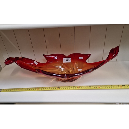 529 - large red art glass bowl