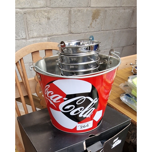 264 - Coca Cola bucker with Heinz catering buckets