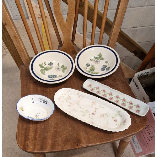 269 - 5 Floral dishes