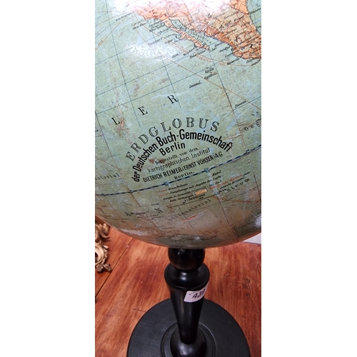 439 - Antique Dietrich Reimer German Globe on stand 68cm height