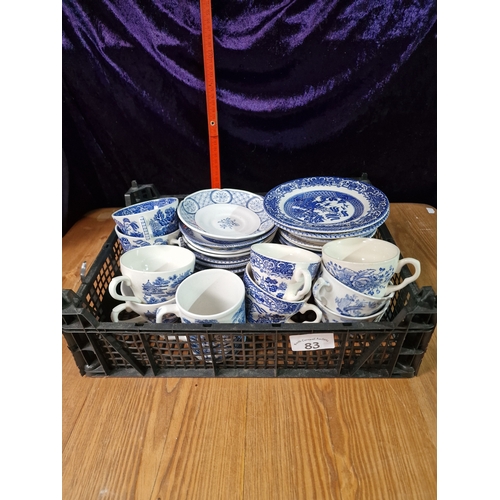 83 - Box of blue/white china