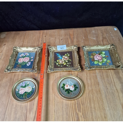 90 - 5 small Italian oil wall plaques