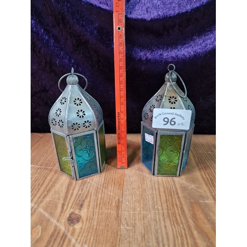 96 - Morrocan tonal glass tea light lanterns