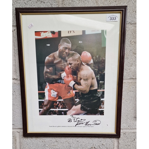 333 - Signed  photo  Frank Bruno versus Mike Tyson with provenance