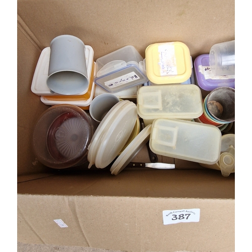 387 - Box of storage pots