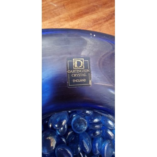 423 - Dartington Blue glass bowl with blue glass pebbles