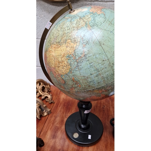 439 - Antique Dietrich Reimer German Globe on stand 68cm height