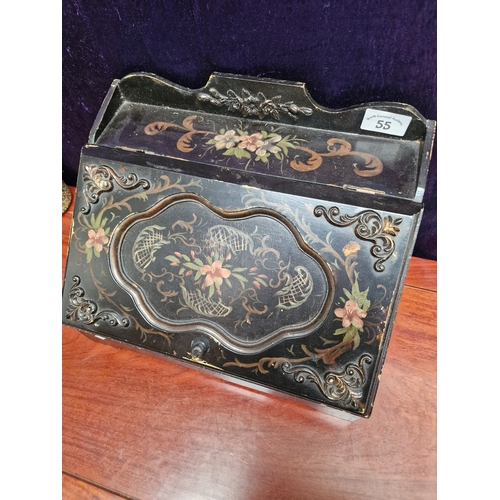 55 - Victorian handpainted stationary box 38x24x27cm