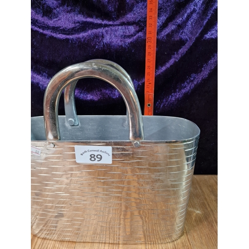 89 - Metal vase in shape of a handbag