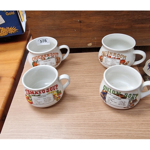 578 - Vintage Recipe soup mugs