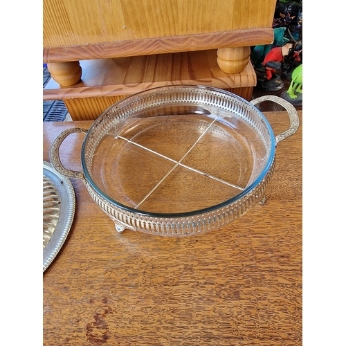 575 - Silver coloured  metal warmer dish