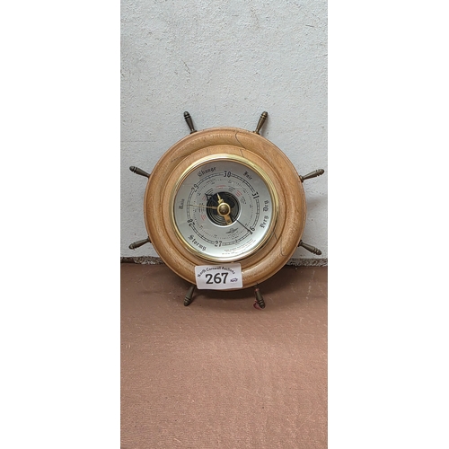 267 - Vintage Ships Wheel Barometer