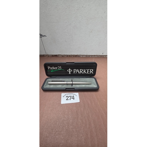 274 - Vintage Parker 25 Stainless Steel Ball Point Pen