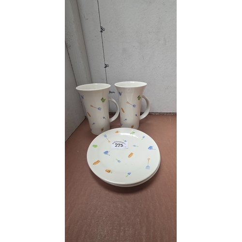 275 - 2 Gardener's Mugs with Cake Plates
