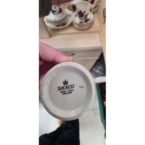 36 - Duchess bone China rose pattern tea set