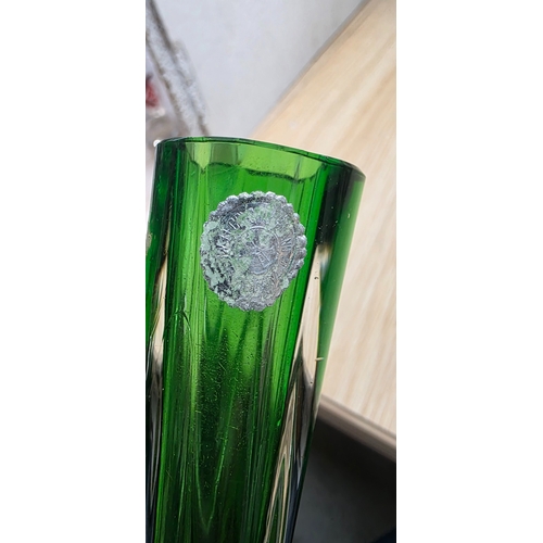 39 - Vintage French green twist stem vases