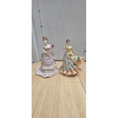 51 - 2 Porcelain Female Figurines