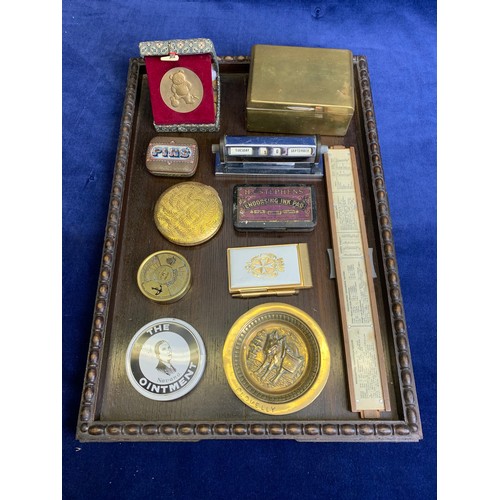 29 - Collection of Vintage Collectables on Vintage Wooden Tray