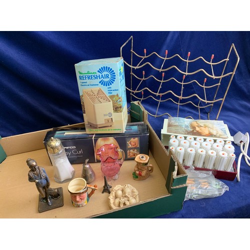 54 - Mixed Collectables inc. Vintage Wine Rack, As New Boots Vintage Curlers, Pifco EasyCurl, Moulinex Re... 