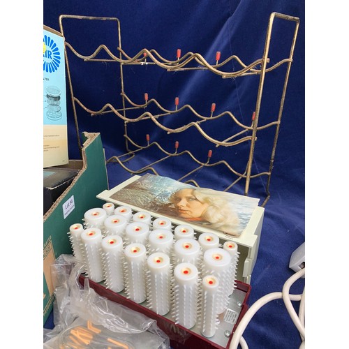 54 - Mixed Collectables inc. Vintage Wine Rack, As New Boots Vintage Curlers, Pifco EasyCurl, Moulinex Re... 