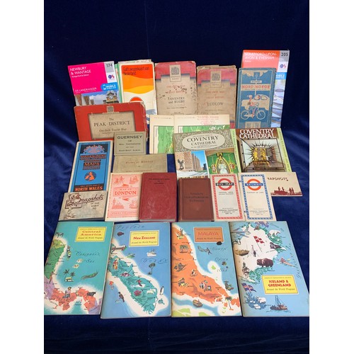 91 - Various vintage maps, tour guides, London bus and Railway maps, photographs etc.