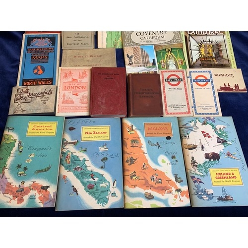 91 - Various vintage maps, tour guides, London bus and Railway maps, photographs etc.