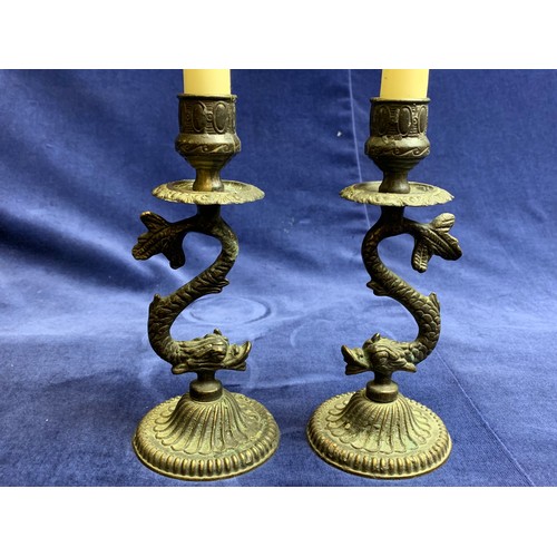 103 - Pair of Metal Serpent Candlesticks