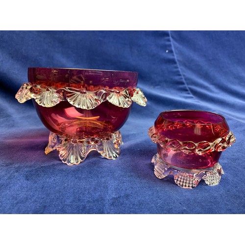 75 - Vintage Hand Made Cranberry Glass Bowls a/f