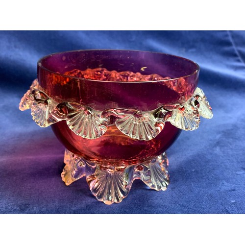 75 - Vintage Hand Made Cranberry Glass Bowls a/f
