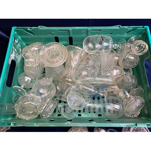 72 - Collection of Vintage Glass and Cut Glass Items inc. Lemon Juicer, Pots with Lids, Oil/Vinegar Bottl... 